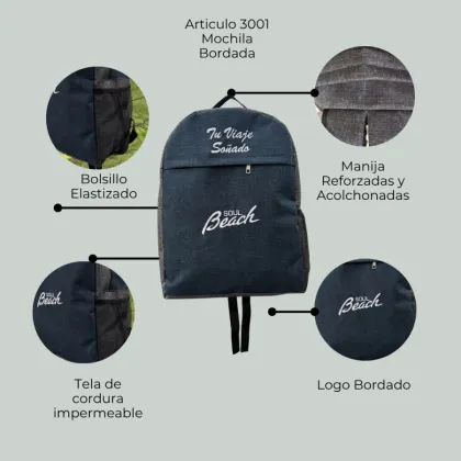 Mochila de tela bordada
