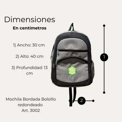 Mochila Bordada Bolsillo Redondeado | Art. 3002