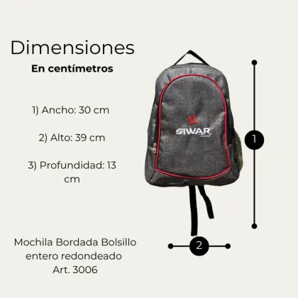 Mochila para Turismo & Viajes con Bolsillo Entero Redondeado | Art. 3006